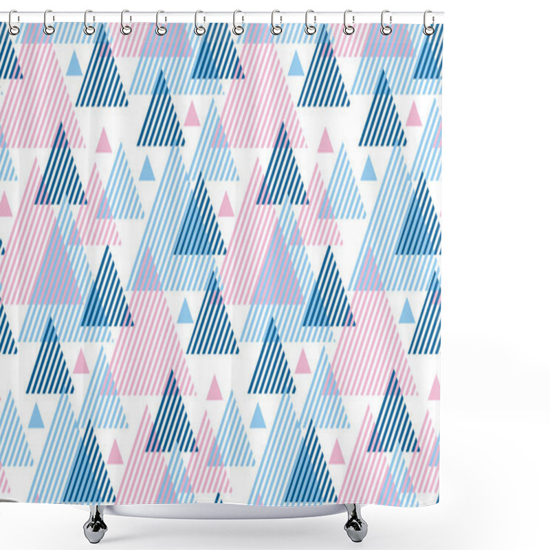 Personality  Modern Style Vector Illustration For Surface Design. Abstract Seamless Pattern With Striped Triangle Motif. Shower Curtains