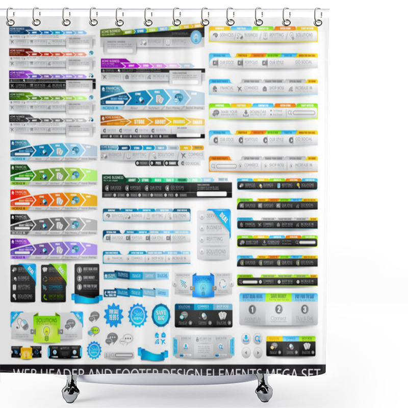 Personality  Mega Collection Of Web Headers, Footers, Menu, Drop Menu Shower Curtains