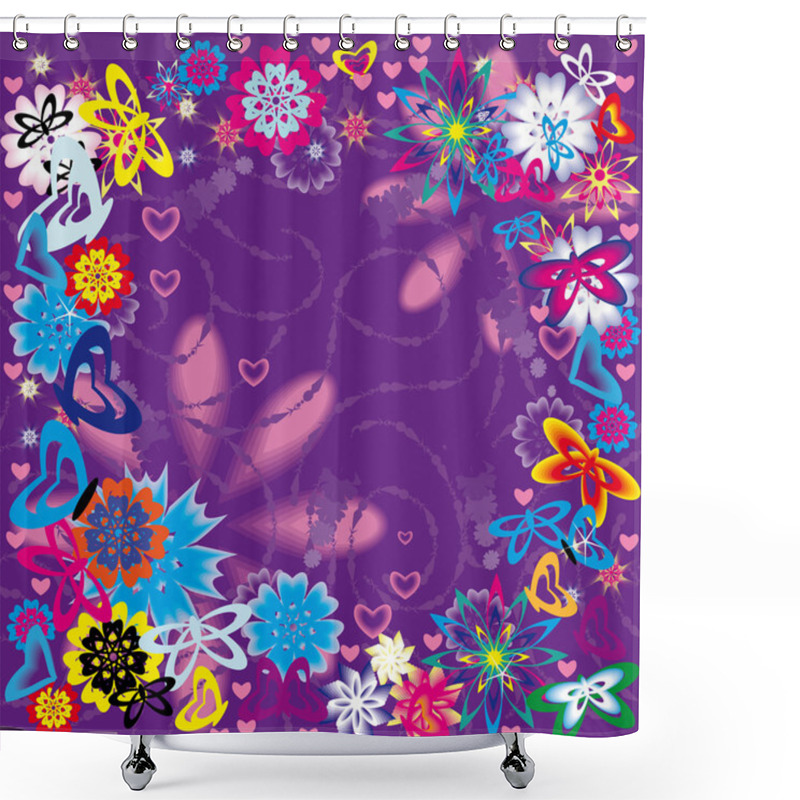 Personality  Abstract Floral Frame Shower Curtains