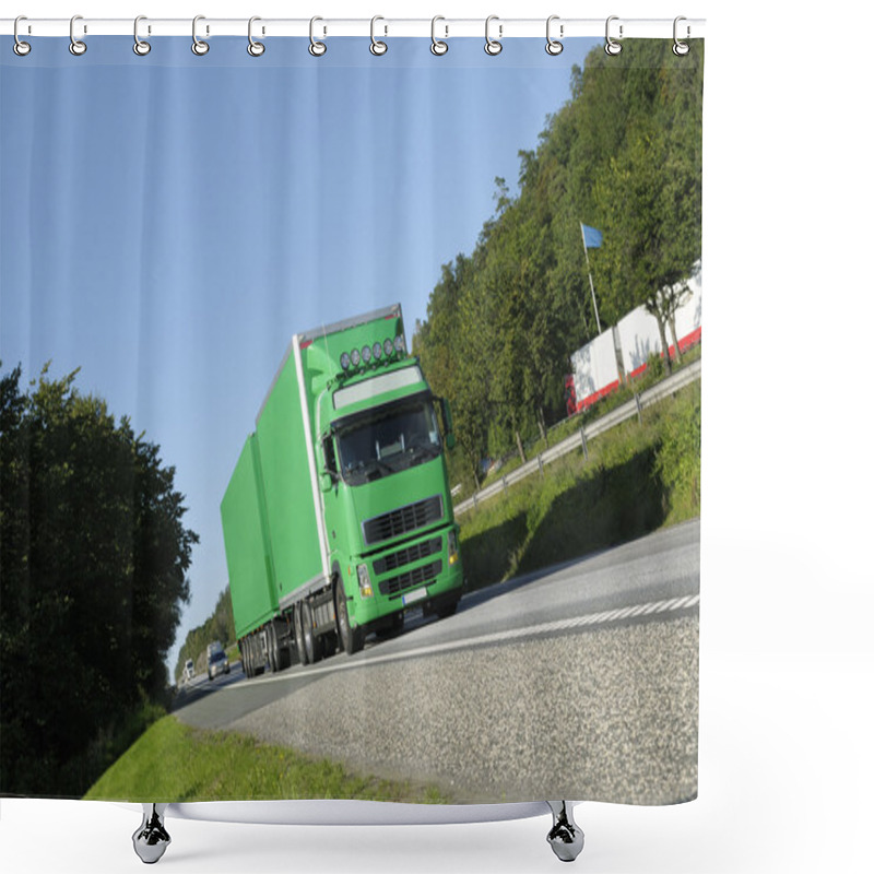 Personality  Truck On Freeway Shower Curtains