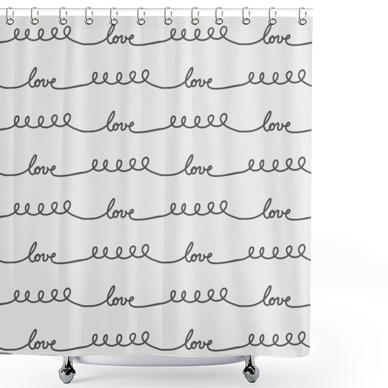 Personality  Love Cursive Continuous Line Seamless Pattern Shower Curtains