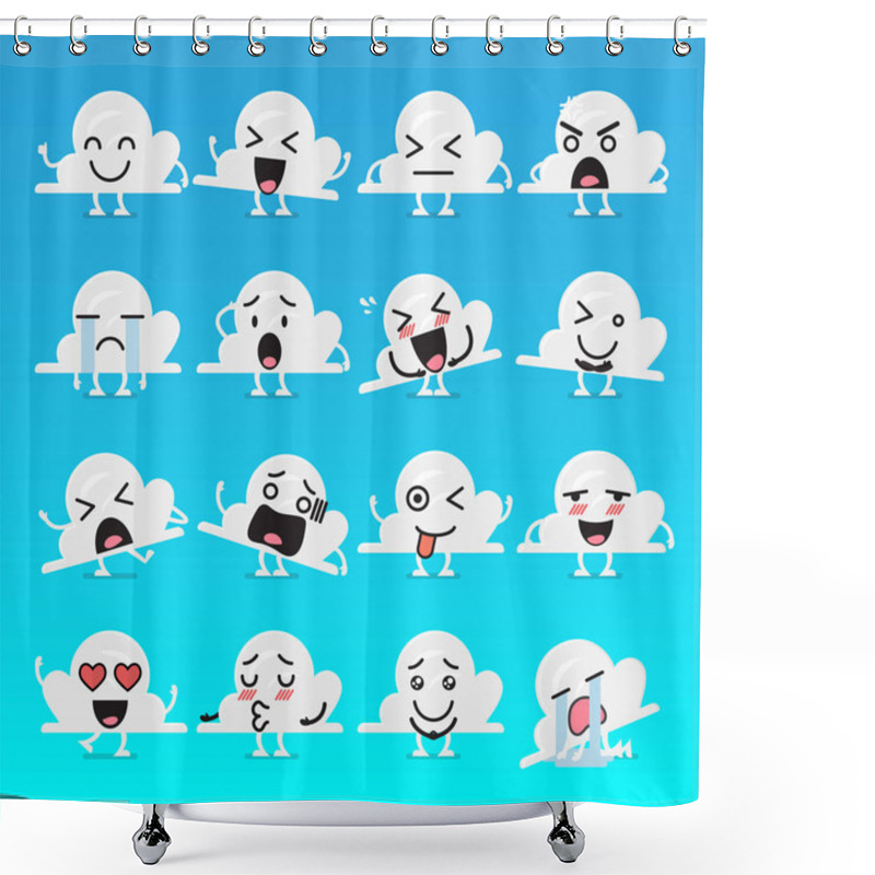 Personality  Cloud Character Emoji Set Shower Curtains