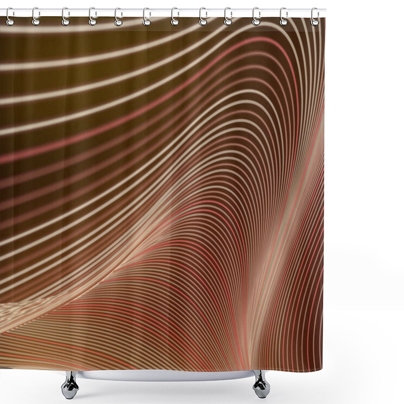 Personality  Wave Band Geometric Pattern. Modern Style Abstraction With Composition Made Of Various Colored Lines. 3d Rendering Shower Curtains