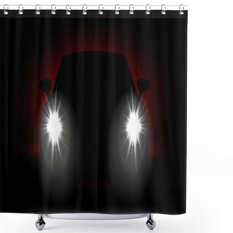 Personality  Realistic Car Headlights Shining In The Dark Shower Curtains