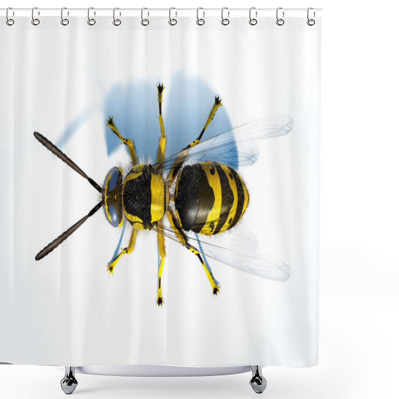 Personality  Hornet Wasp On White Surface Viewed From The Top. Shower Curtains