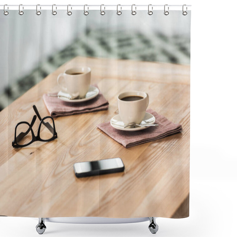 Personality  Cups Of Coffee On Table Shower Curtains