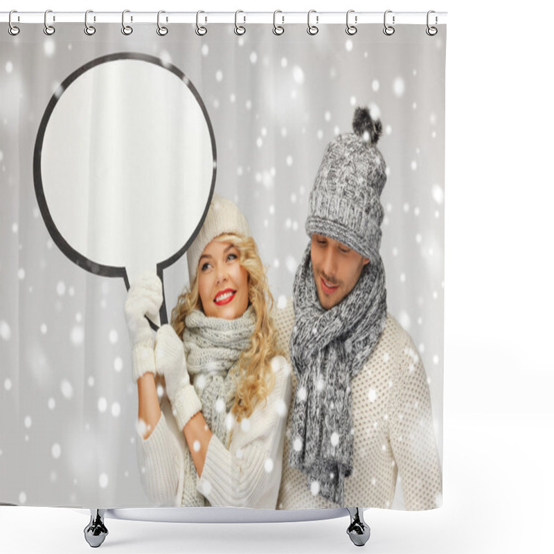 Personality  Family Couple With Blank Text Bubble Shower Curtains