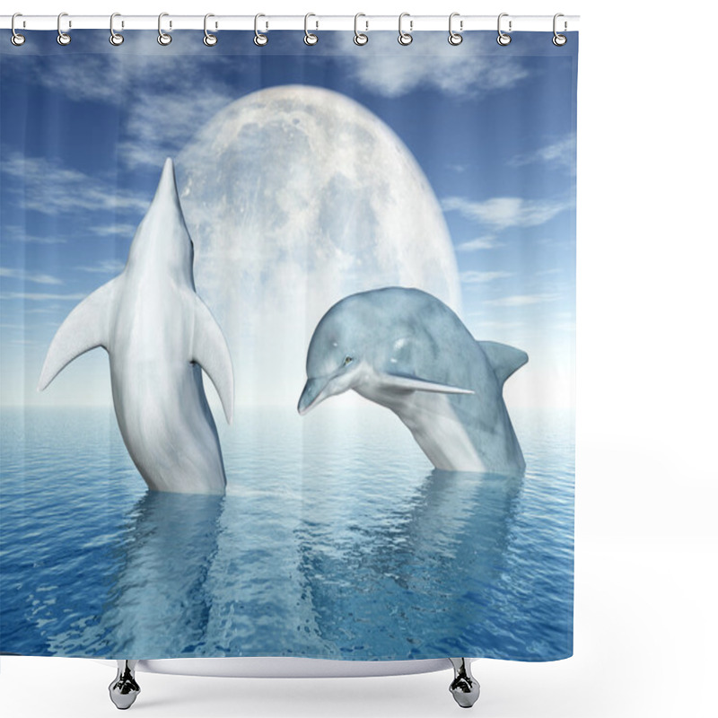 Personality  Jumping Dolphins Shower Curtains