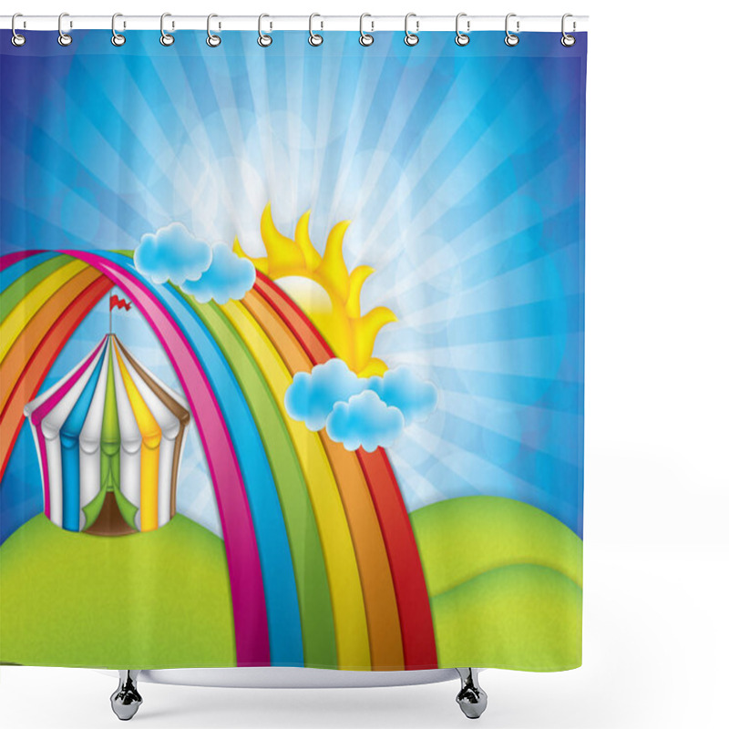 Personality  Spring Concept With Striped Circus Tent Shower Curtains