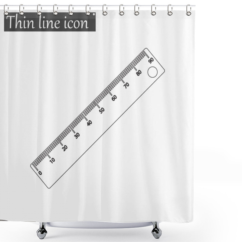 Personality  Ruler Icon Vector Style Thin Line Shower Curtains