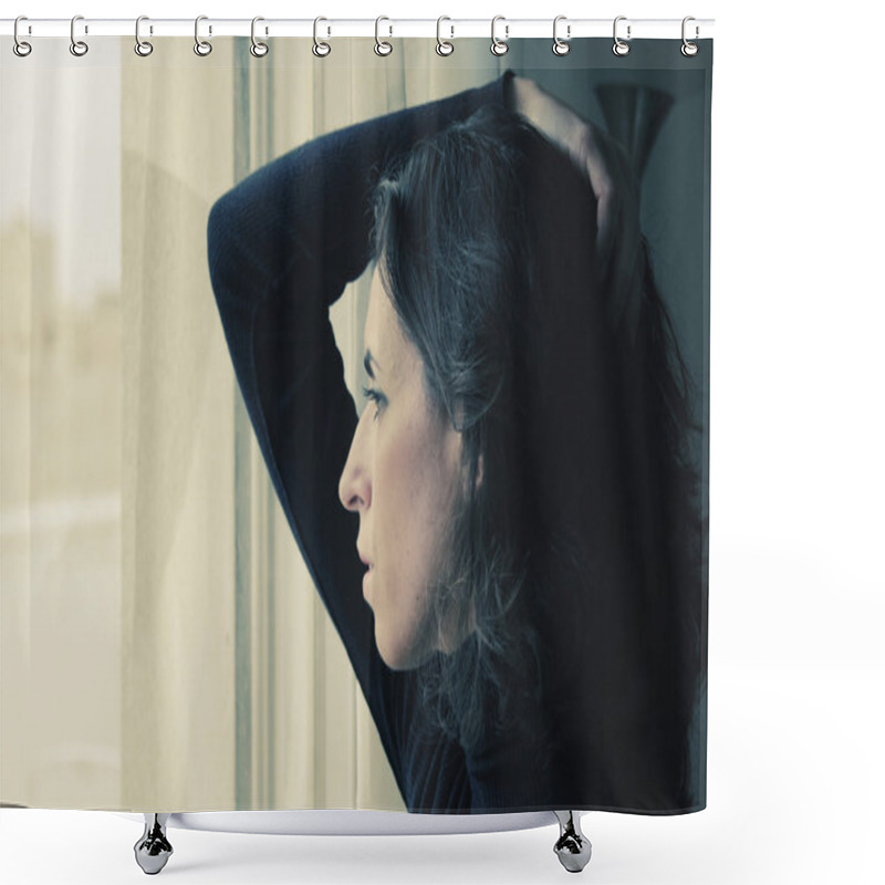 Personality  Woman Stands Near Window Shower Curtains