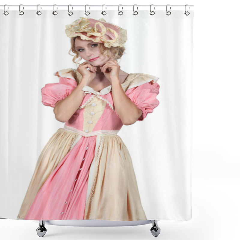 Personality  Woman In A Flouncy Period Fancy Dress Costume Shower Curtains