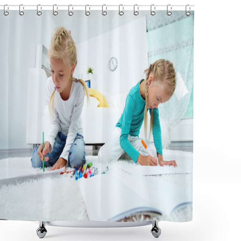 Personality  Twins Drawing Shower Curtains