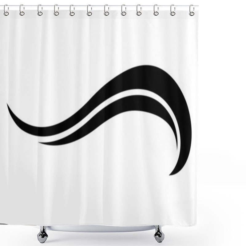 Personality  Double Curve Wave Swoosh Tail Curve Line, Swash Logo Strip Shower Curtains