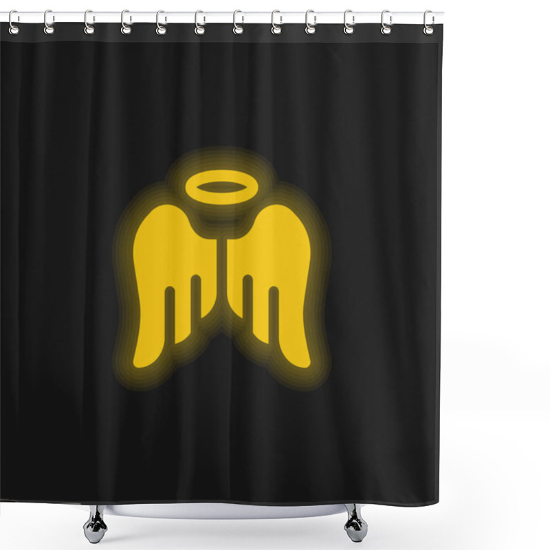 Personality  Angel Yellow Glowing Neon Icon Shower Curtains