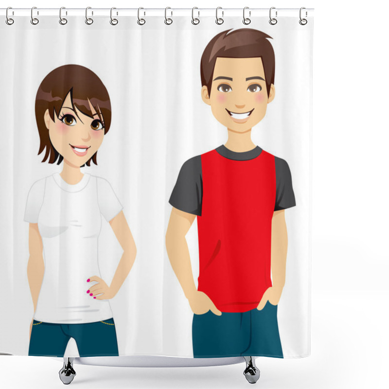 Personality  Summer T-shirt Couple Shower Curtains