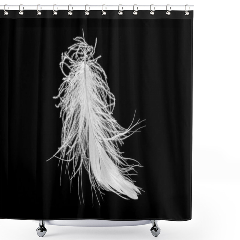 Personality  Feather On Black Background  Shower Curtains