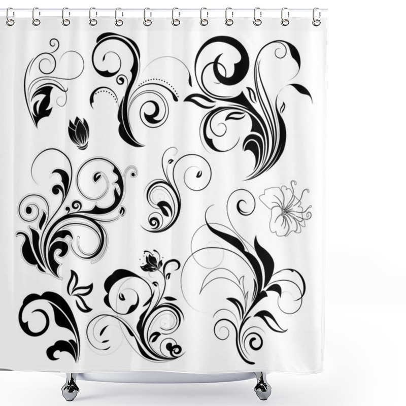 Personality  Set Of Floral Elements Shower Curtains