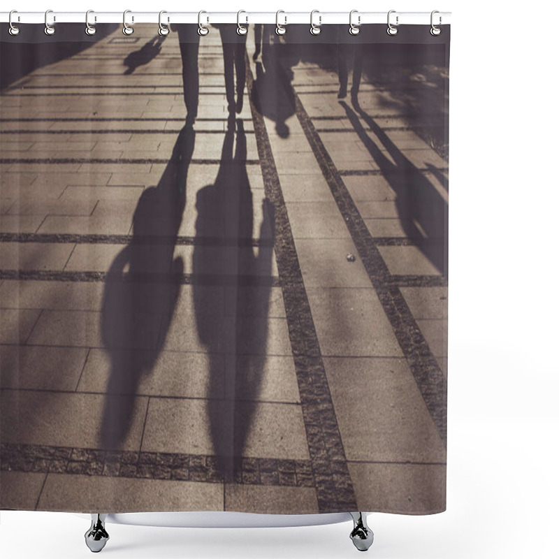 Personality  Silhouettes Of People Walking On City Street Shower Curtains