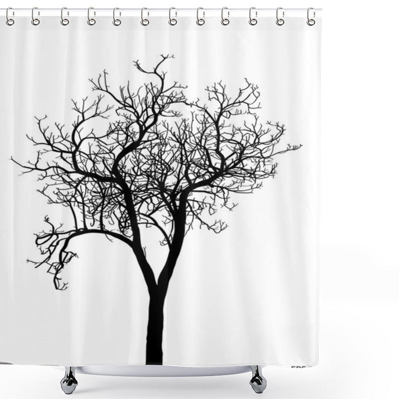 Personality  Dead Tree Without Leaves Vector Illustration Sketched, EPS 10. Shower Curtains