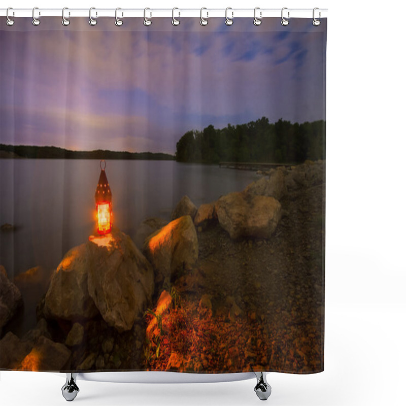 Personality  Blue Springs Lake At Night Shower Curtains