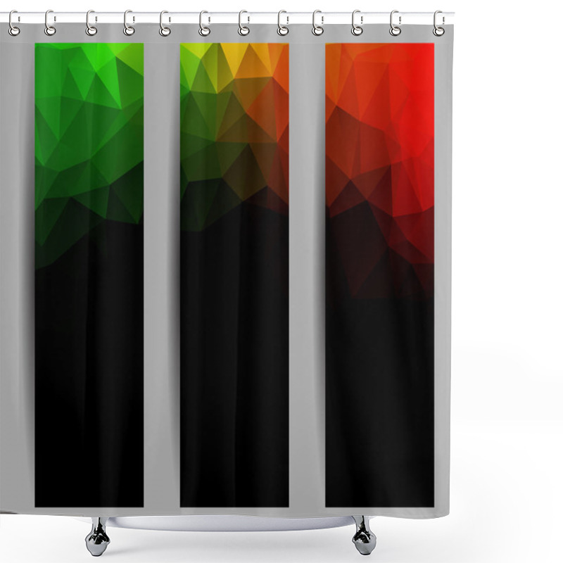 Personality  Set Of Banners With Abstract Triangles Shower Curtains