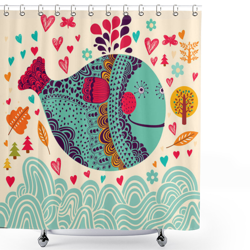 Personality  Background With Fish Shower Curtains