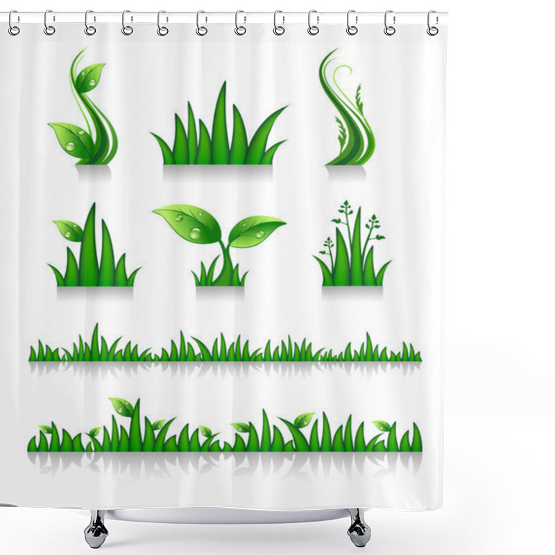 Personality  Set Of Green Grass Shower Curtains