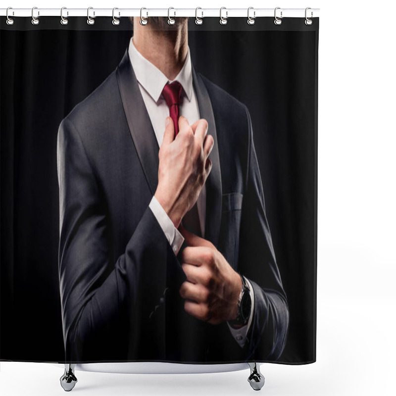 Personality  Businessman Adjusting Tie  Shower Curtains