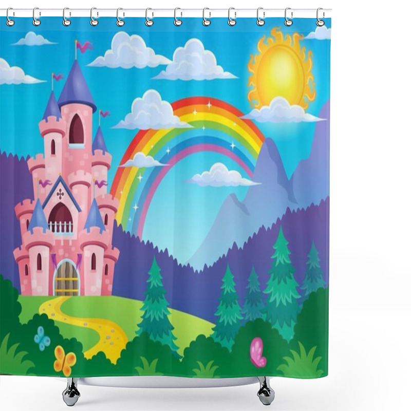 Personality  Pink Castle Theme Image 4 Shower Curtains