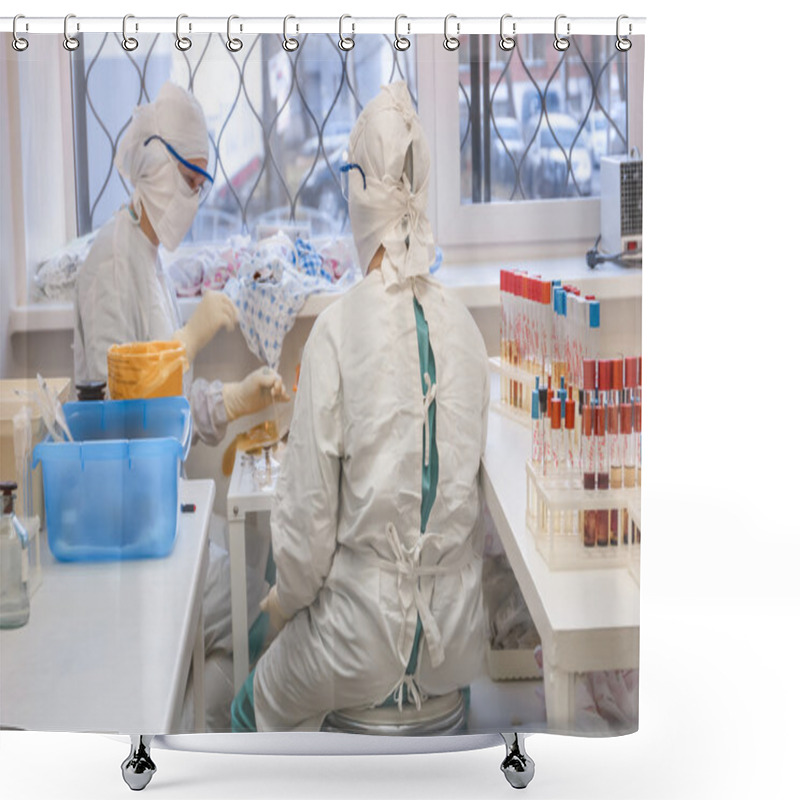 Personality  Process Control And Sterility Of Harvested Blood Plasma By Rapid Laboratory Studies Shower Curtains