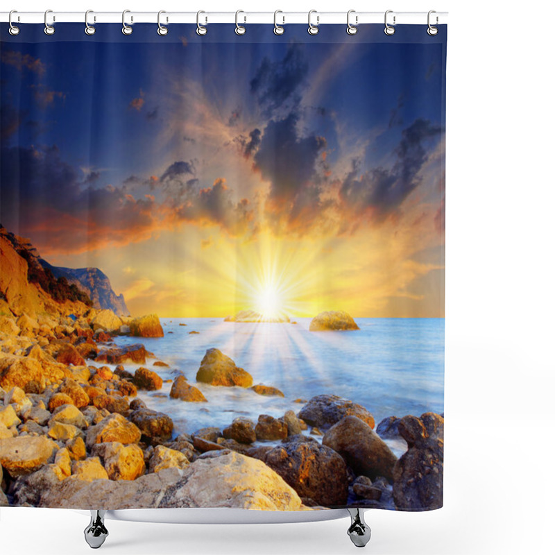 Personality  Sunset Over The Sea Shower Curtains