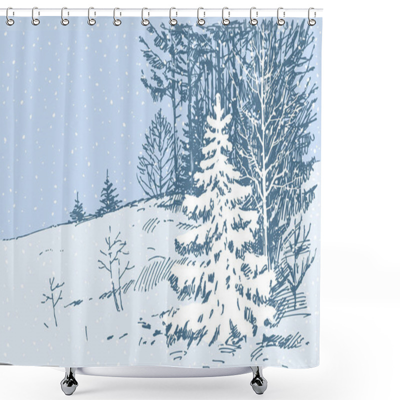 Personality  Winter Day In The Forest Shower Curtains