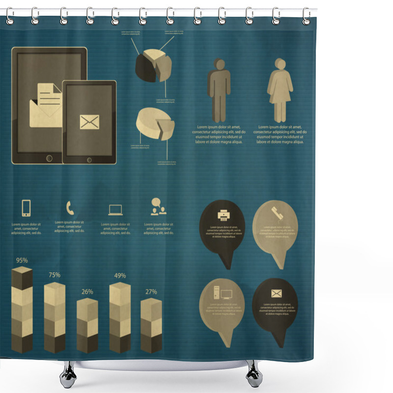 Personality  Business Infographic Elements Vector Illustration Shower Curtains