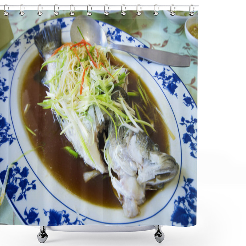 Personality  Marinated Steamed Fish With Onion And Ginger Shower Curtains