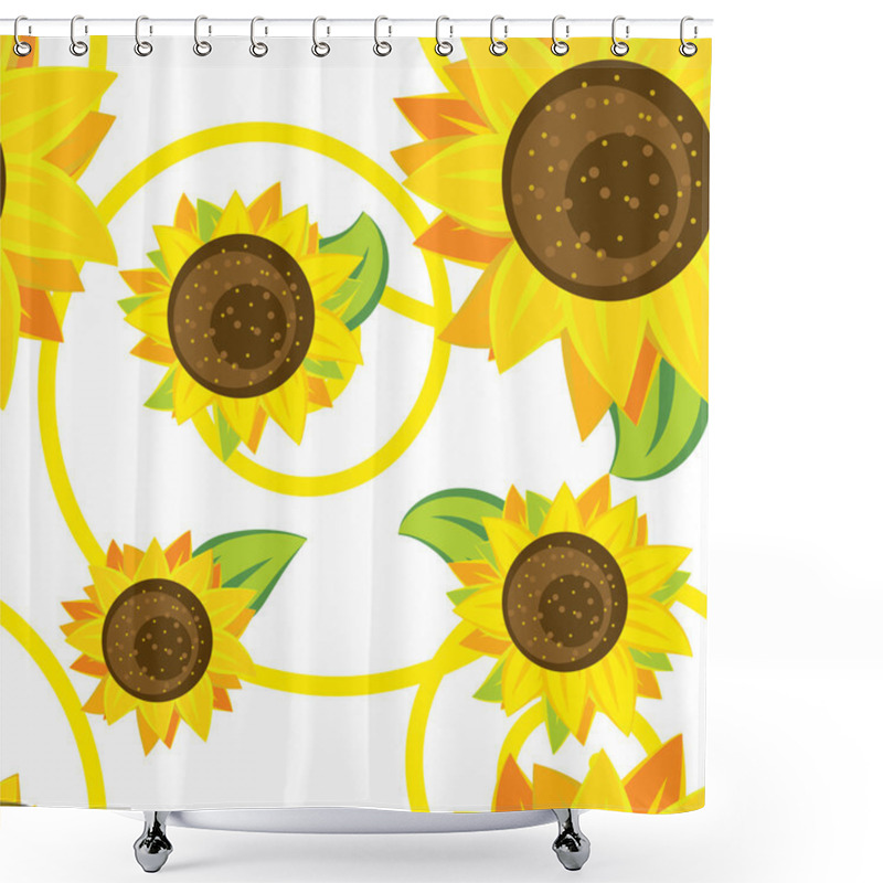 Personality  Seamless Pattern Of Sunflowers Shower Curtains