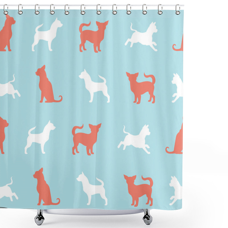 Personality  Vector Chihuahua Small Dog Seamless Pattern. Shower Curtains