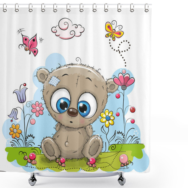 Personality  Cute Cartoon Teddy Bear Shower Curtains