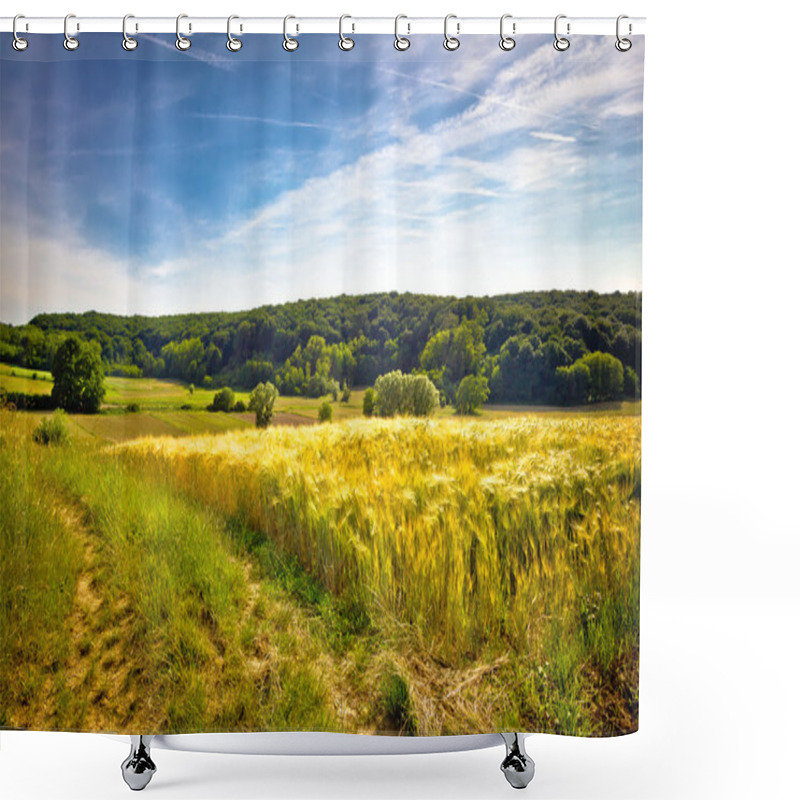 Personality  Idyllic Agricultural Landscape Summer View Shower Curtains