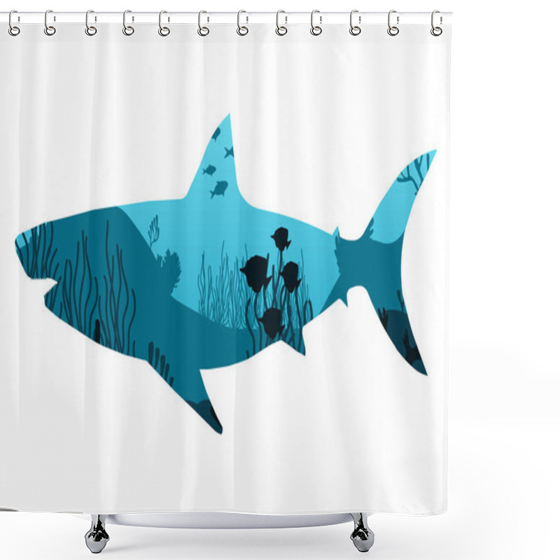 Personality  Underwater World With Different Animals. Low Polygon Style Flat Illustrations. Shower Curtains