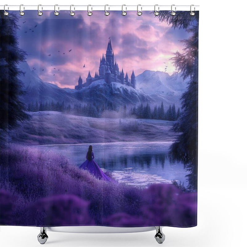 Personality  Fantasy Landscape With Fantasy Trees, Fantasy Forest, 3 D Illustration Shower Curtains