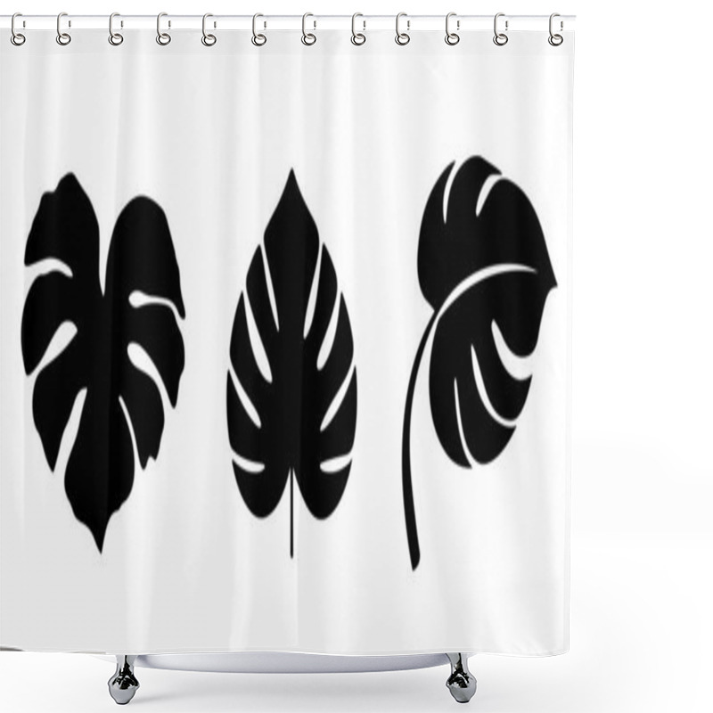 Personality   Silhouette Vector Set Of Monstera Leaf Designs Shower Curtains