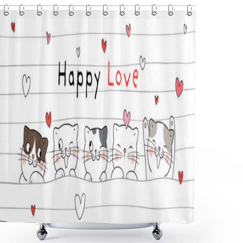 Personality   Draw Banner Cat For Valentine's Day So Funny/Draw Banner Cat For Valentine's Day So Funny Shower Curtains