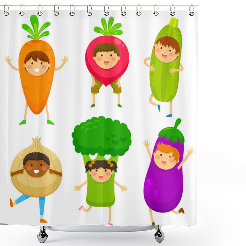 Personality  Kids Dressed Like Vegetables Shower Curtains