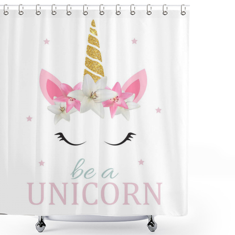 Personality  Cute Be A Unicorn Background. Vector Illustration EPS10 Shower Curtains