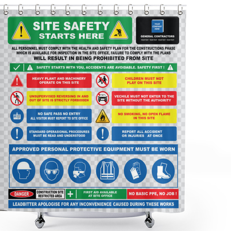 Personality  Industrial, Construction  Site Safety Signs Shower Curtains