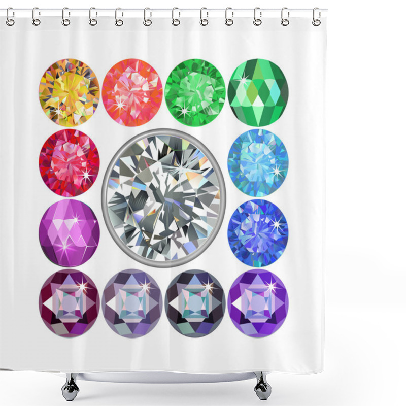 Personality  Diamond & Gemstones Set Shower Curtains