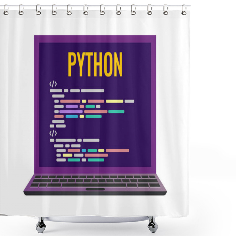 Personality  Laptop With A Code Computer Language Python. Shower Curtains