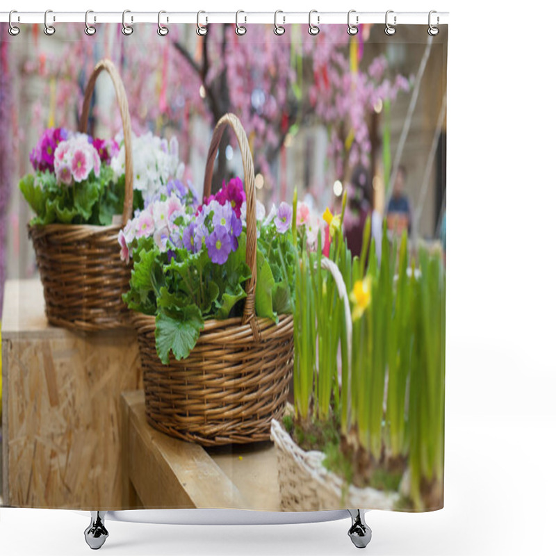 Personality  Basket With Flowers Home Flowers Spring Shower Curtains