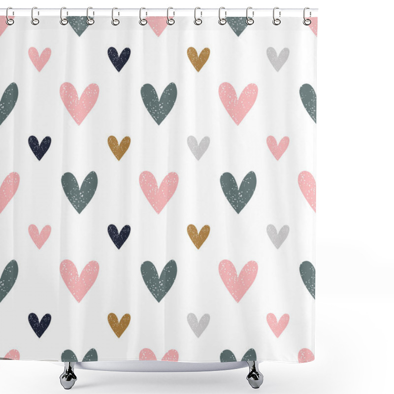 Personality  Seamless Pattern With Hand Drawn  Hearts. Childish Texture For Fabric, Textile, Apparel. Vector Background Shower Curtains